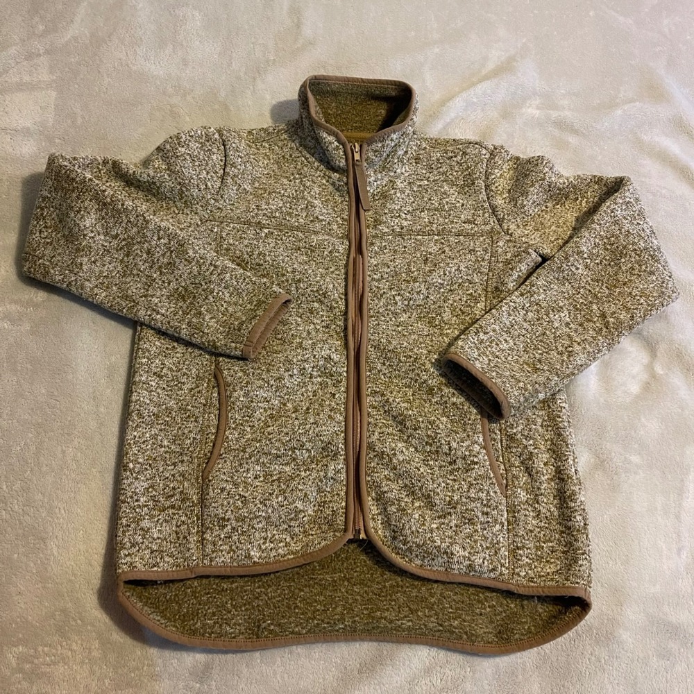 Thread‎ Supply Women's Small Fleece Full Zip Jacket Cozy Tan Speckled Outdoor